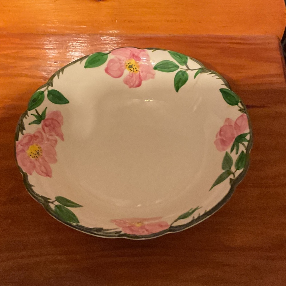 Floral Pink and Green Ceramic Bowl